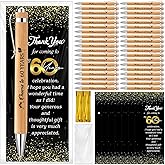 Sayglossy 50 Sets 60th Birthday for Guests Anniversary Include 50 Ballpoint Pens with 50 Thank You Cards 100 Bags and Twist Ties for Anniversary Birthday Wedding Shower