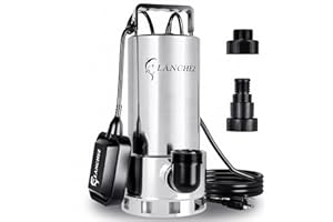 LANCHEZ 1.6HP Stainless Steel Sump Pump, 6000GPH High Flow Submersible Water Pump with Float Switch, Automatic Transfer Water