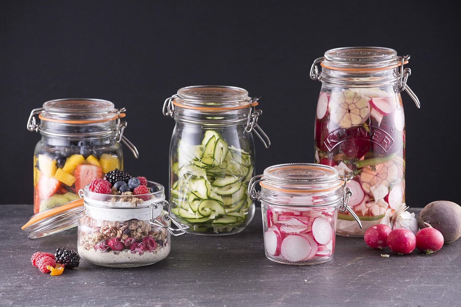 Kilner Clip Top Jar 1 Litre (1000 ml) Airtight Glass Storage Jar for Preserving Fruits Vegetables Coffee Tea Rice Flour Nuts Pasta - Image 5