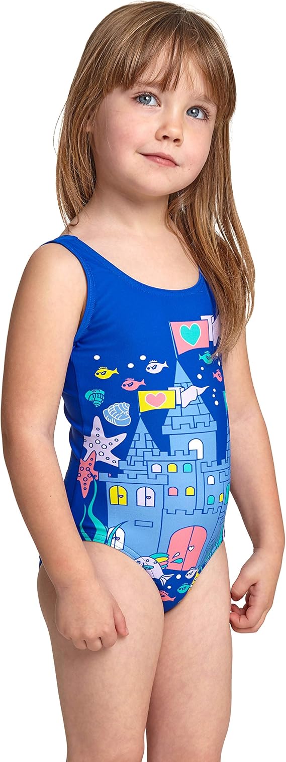 Zoggs Girls' Undersea Scoopback Swimsuit, Blue/Multi, 5 years Amazon