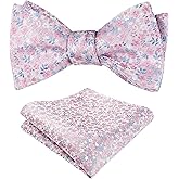 Alizeal Mens 2pcs Floral Self-tied Bow Tie with Pocket Square Colorful Tie Set