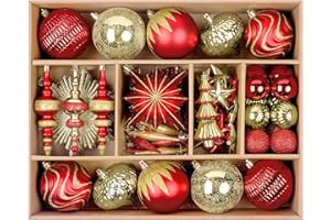 SHareconn 80pcs Christmas Balls Ornaments Set, Contemporary Light Luxury Gift Set, Shatterproof Plastic Decor for Xmas Tree H