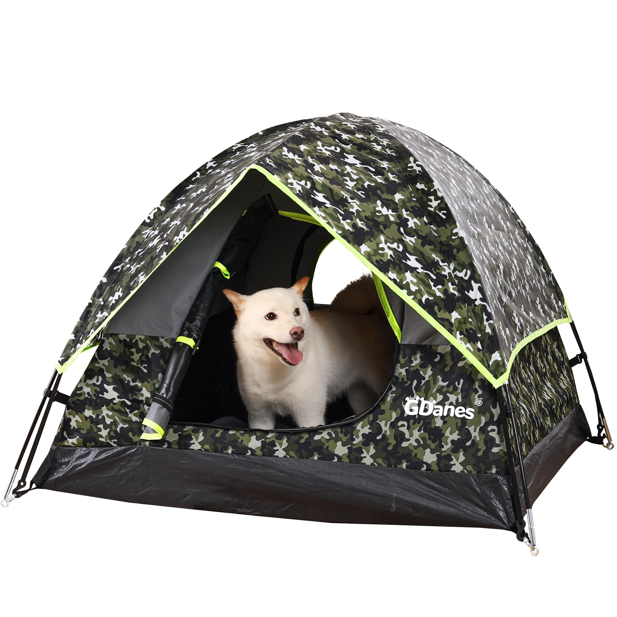 Photo 1 of GDanes Camouflage Dog Tent House - Portable Indoor/Outdoor Dog Bed with Soft Pad for Large Dogs, 42 x 42 x 32 Inches