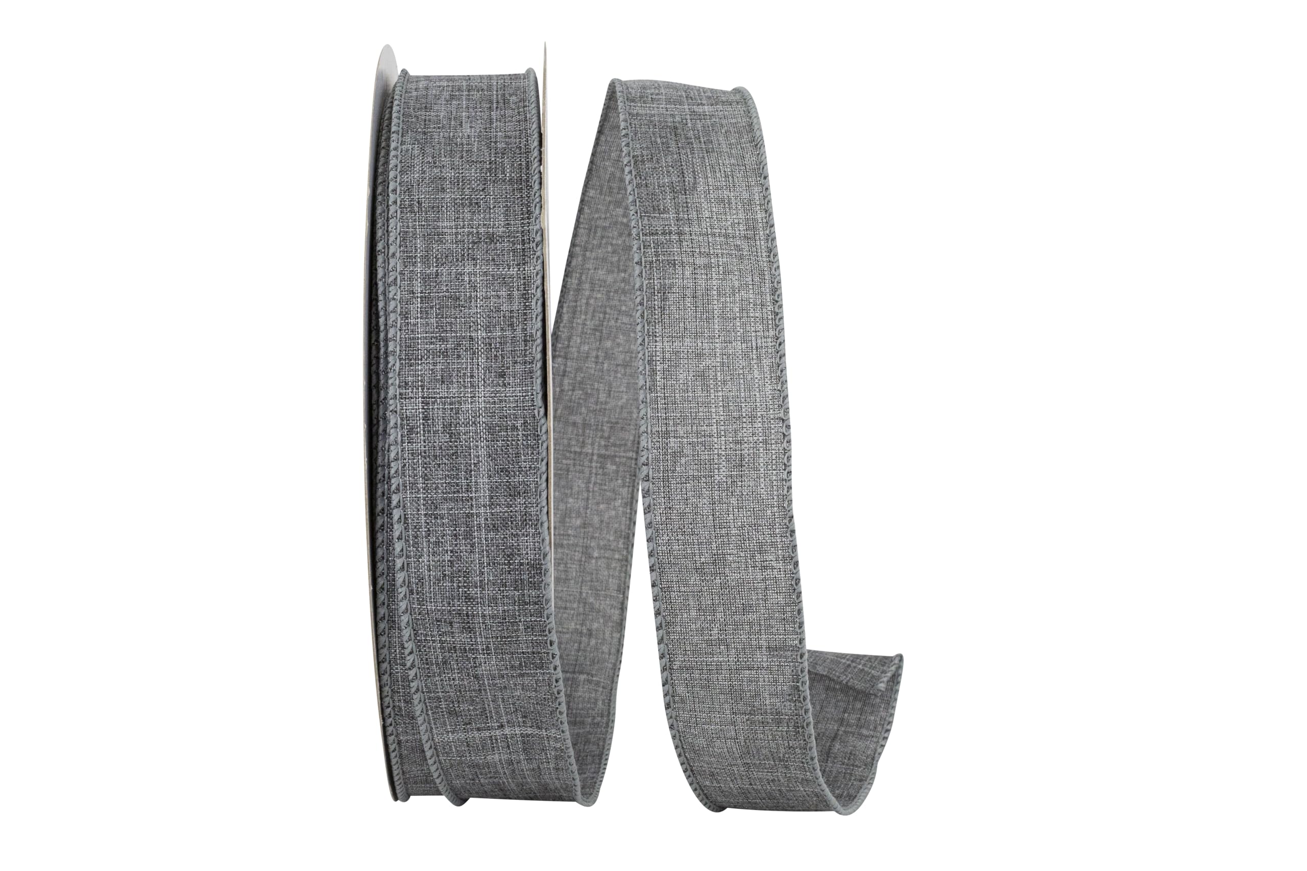 Reliant Ribbon 92573W-900-09K Everyday Linen Value Wired Edge Ribbon, 1-1/2 Inch X 50 Yards, Grey