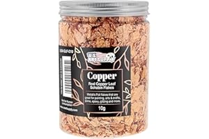 (Copper) - U.S. Art Supply Metallic Foil Schabin Gilding Genuine Copper Leaf Flakes in a 10 Gramme Bottle - Gild Picture Fram
