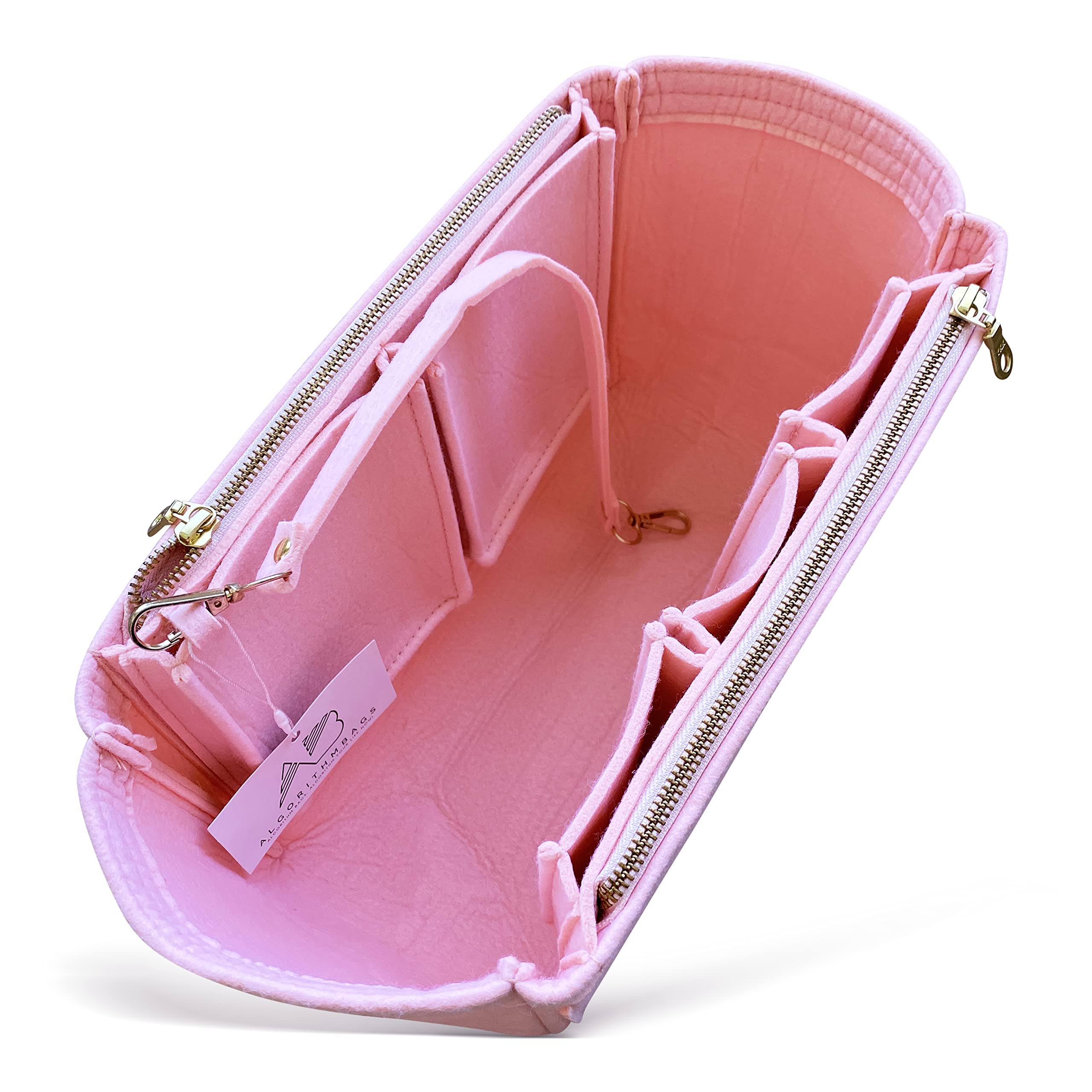 Photo 1 of AlgorithmBags Purse Organizer Insert | designed for LV Neverfull GM MM PM | Luxury Bag Shaper Liner Divider Protector | 3mm Felt (MM Zipper, Rose Ballerine)