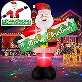 OurWarm 6 FT Christmas Inflatable Outdoor Decoration, Inflatable Santa Claus Decor with Detachable Banner, Christmas Blow Up Yard Decorations for Outdoor Indoor Garden Yard Lawn Xmas Decorations