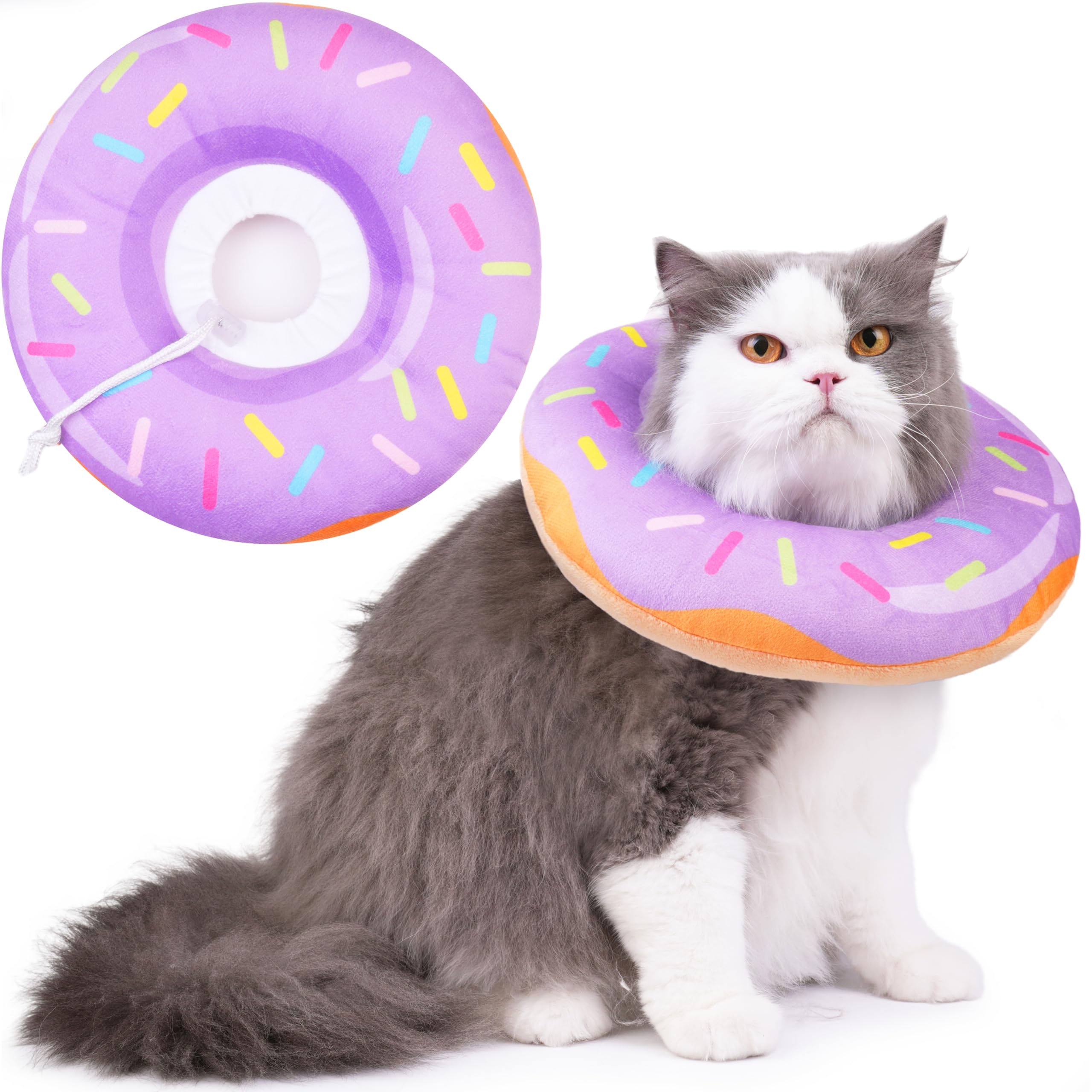 Photo 1 of Cat Cone Collar Soft, Cat Recovery Collar for Wound Healing Cute Donut Adjustable Kitten Cones to Stop Licking Comfortable Lightweight Neck Elizabethan Collars for Kittens After Surgery