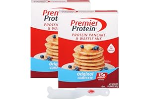 Premier Protein Pancake & Waffle Mix, Original Complete, 20 oz (Pack of 2) with By The Cup Spatula Knife