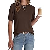 BTFBM Short Sleeve Sweater for Women Spring Tops Crew Neck Lightweight Pullover Loose Dressy Casual Blouse Basic Clothes