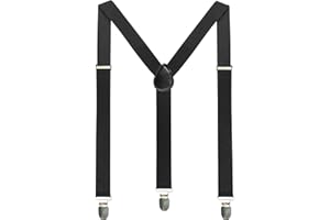 JEMYGINS Solid Color Mens Suspender with 3 Strong Clips Adjustable Braces