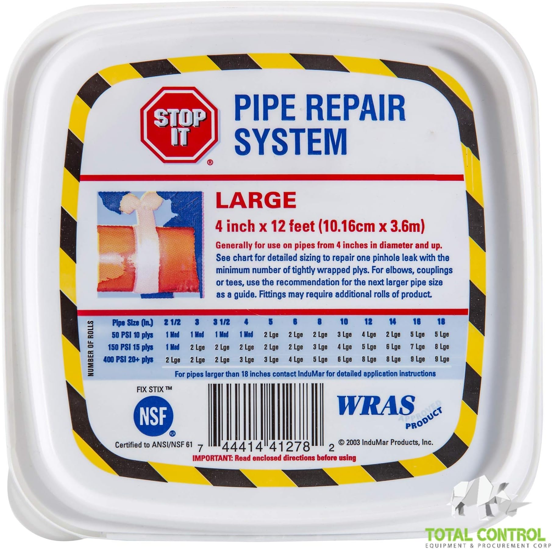 STOP IT REPAIR SYSTEM, LARGE 4" x 12' (10.16cm x 3.6m), INDUMAR (10)