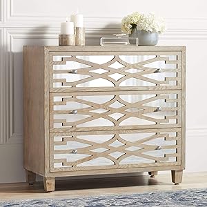 Rowan 34" Wide Mirrored and Whitewash 3-Drawer Accent Chest - 55 Downing Street