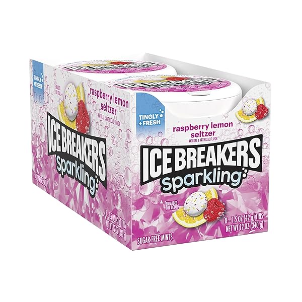ICE BREAKERS SPARKLING RASPBERRY LEMON SELTZER BREATH MINTS...