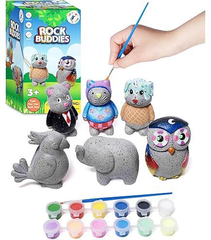 Kit Di Pittura Su Roccia Per Bambini - Crocodile Creek Rock Pets - Coniglio Con 6 Colori E Pennello - 3