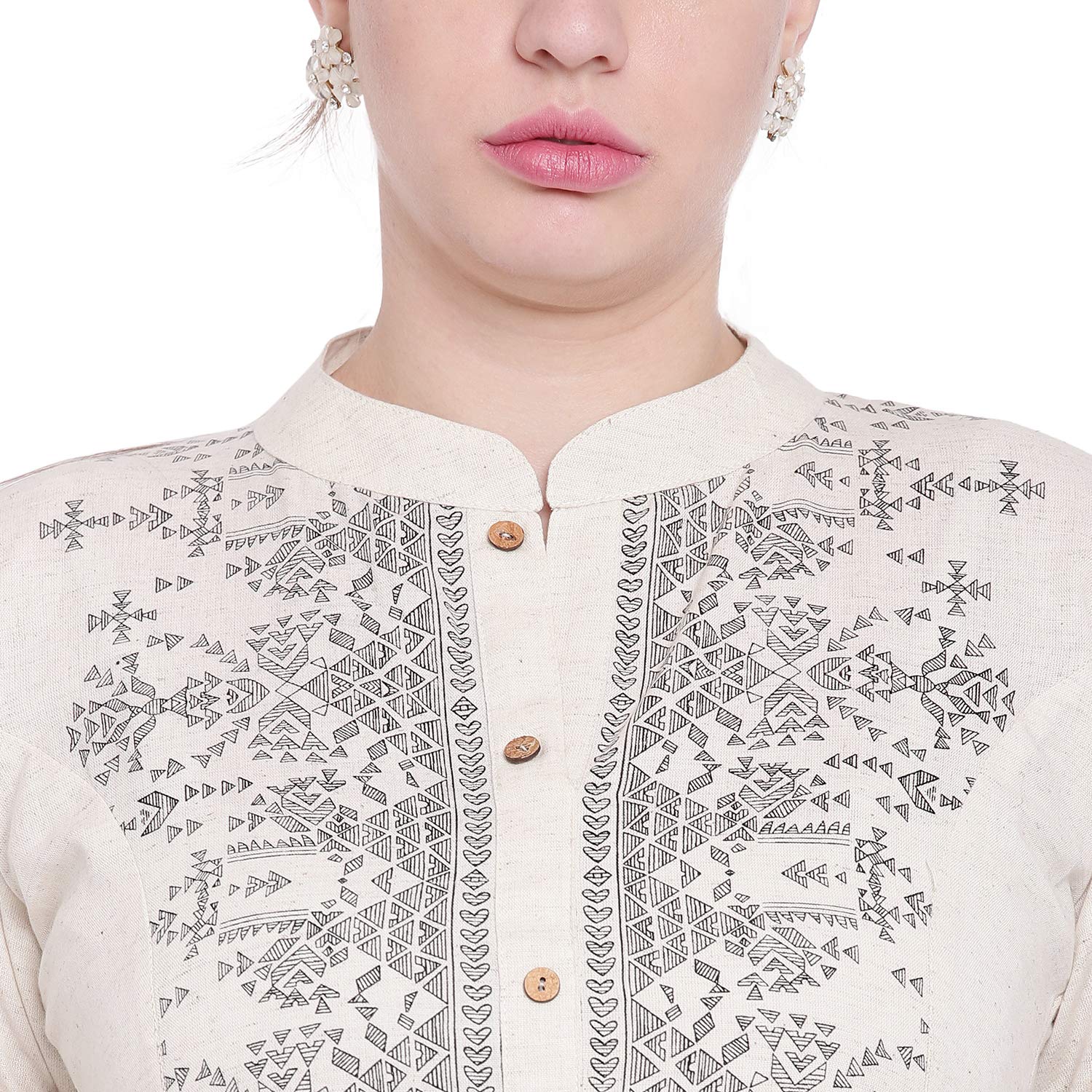 shopbering women off white cotton flex kurta and palazzo set