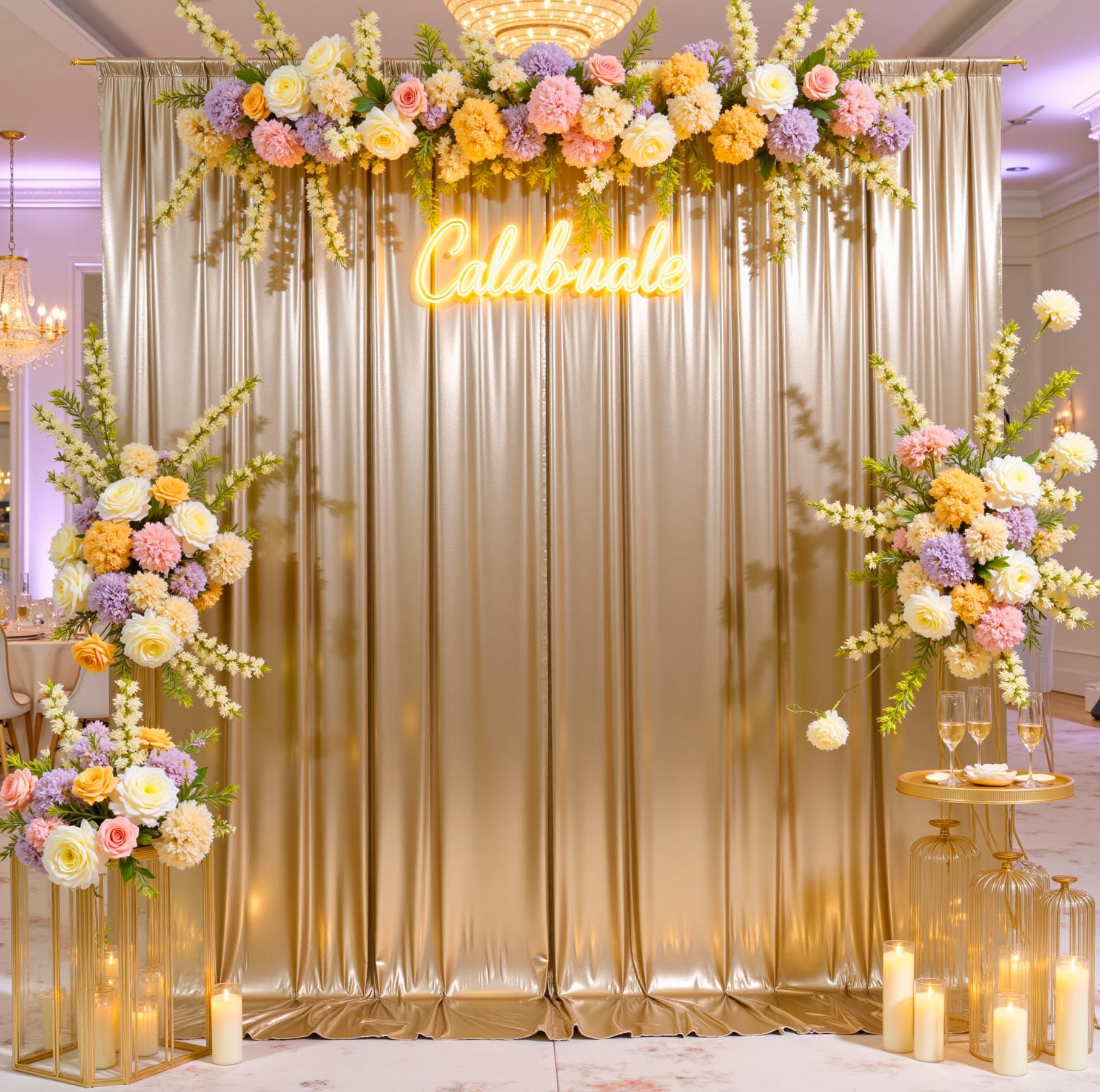 Photo 1 of 10ftx10ft Champagne Sequin Backdrop Curtain for Parties, Wrinkle Free Thick Glitter Sparkle Photo Backdrop Drapes 2 Panels 5x10FT Shimmer Back Drop Cloth for Wedding Birthday Photography Background