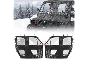 KEMIMOTO Soft Doors Compatible with Polaris Ranger CREW 1000/CREW XP 1000 Premium 2019-2025, YKK Zipper Doors Fit with Side Mirrors, Tear-Resistant & Water-Resistant PVC UTV Cab Enclosure- 6 Seater