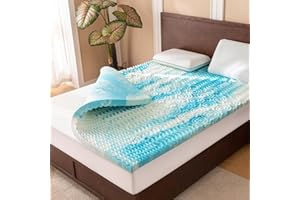 Hcore 2 Inch Mattress Topper Queen, 5-Zone Memory Foam Mattress Topper, Cooling Gel Mattress Topper, Topper Queen for Pressure Relieve, Blue