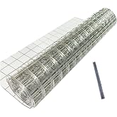 Stainless Steel Hardware Cloth Size:19Gauge 1inch 16inchx8Feet 304 Stainless Steel Welded Wire Mesh Supports Poultry Netting Cage Fence,Keep The Animals Out, Protecting New Plants