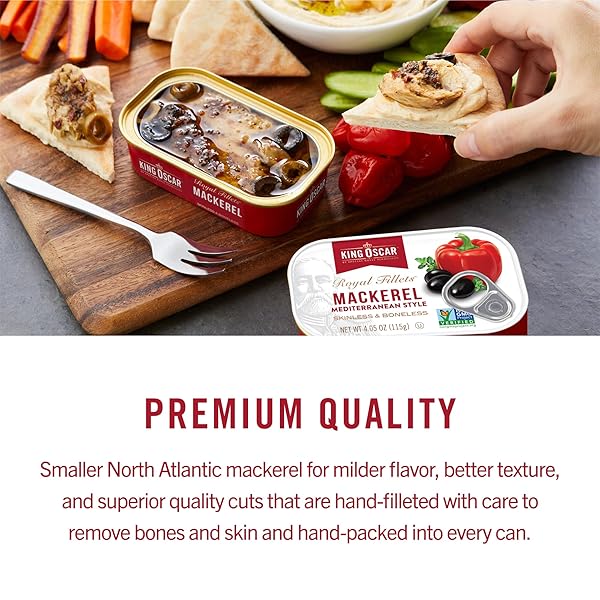 KING OSCAR MACKEREL IN OLIVE OIL, 4.05 OUNCE CAN (PACK OF 1, PACKAGING MAY VARY), SKINLESS & BONELESS, WILD CAUGHT CANNED MACKEREL