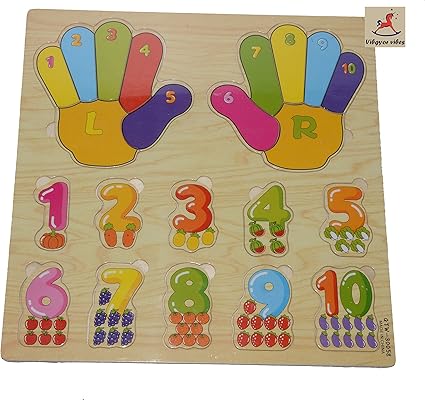 Vibgyor Vibes Wooden Self Corrective Counting Numbers Pegged Puzzle Educational Toy for Kids