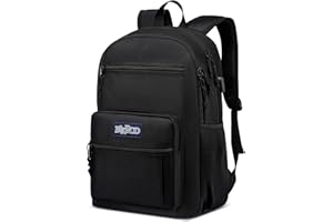 BIKROD Backpack for Men and Women, Backpack for School Teen Boys and Girls, Lightweight Casual Black Backpack with USB Charging Port for Men and Women Traveling, Daily-use Bookbag Fits 17 Inch Laptop