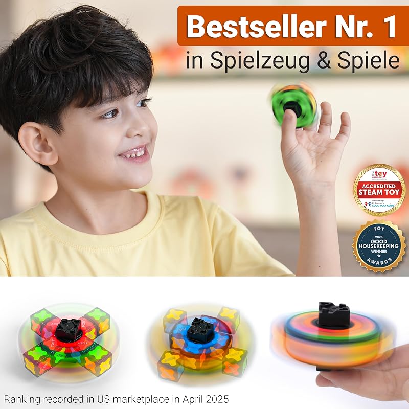 Magnet Fidget Spinner Mini – 8 Bausteine, 3-in-1: verwandelbarer Fidget-Spinner, Infinity-Würfel, 2x2 Puzzlewürfel, Anti-Stress, STEM-Sensorik-Magnetspielzeug