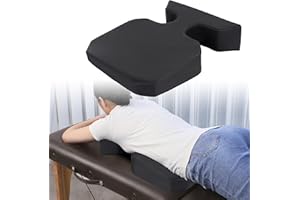 HOMBYS Supportive Breast Pillow for Massage Table, Extra Thick 5″ Height Resuable Waterproof Massage Bolster Pillow Cushion for Stomach Sleeper, Beauty Salon SPA Breast Pillow for Sleeping，Black