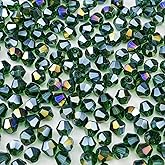 Pinhoollgo 600pcs 3mm Bicone Crystal Glass Beads Faceted Bicone Crystal Beads Bulk Glass Spacer Beads for Bracelets Necklace Pendants Earrings DIY Jewelry Craft Making(Dark Green AB)