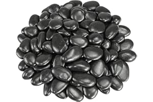 GreenVibe Pebbles for Indoor Plants, 2lbs Black River Rocks 1-2 Inch Decorative Pebbles for Planters, High Polished Stones for Vase Filler Fish Tank Landscaping Garden