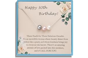 Sereney Birthday Gifts for Girls Women, Sterling Silver Pearl Necklace as 7 9 10 11 13 15 16 18 21 30 40 50 60 Year Old Birthday Gifts, Single Pearl Necklace as Bday Gifts for Friends
