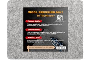 TIDY MONSTER Wool Pressing Mat for Quilting, 100% Wool from New Zealand, Portable Felted Wool Ironing Mat Pad Blanket for Quilter, Sewing, Quilting Supplies and Notions 15''x12''