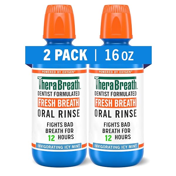 THERABREATH FRESH BREATH MOUTHWASH, ICY MINT FLAVOR, ALCOHOL-FREE,...