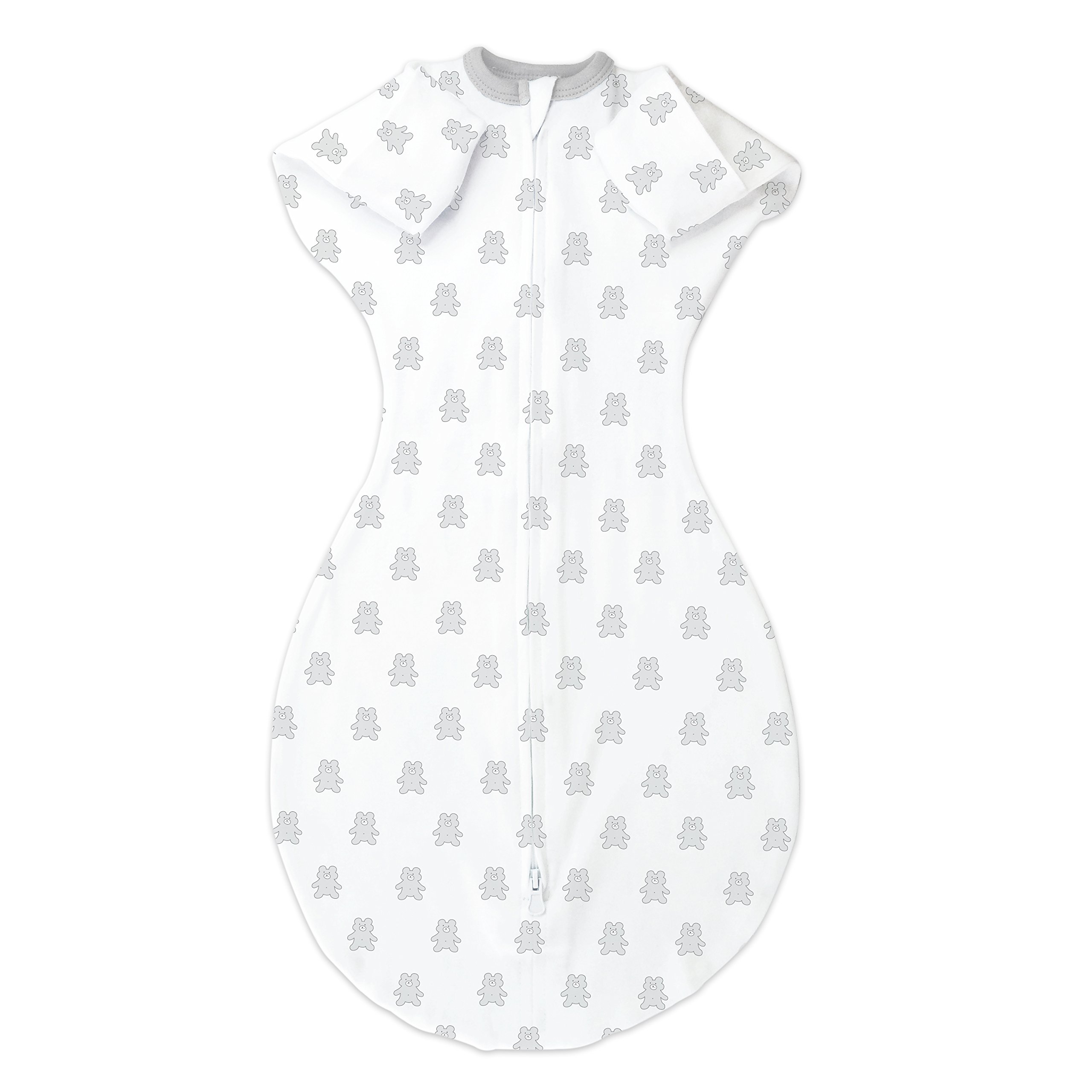 Swaddle Sack With Arms Up Mitten Cuffs, Tiny Bear, Sterling, Small, 03