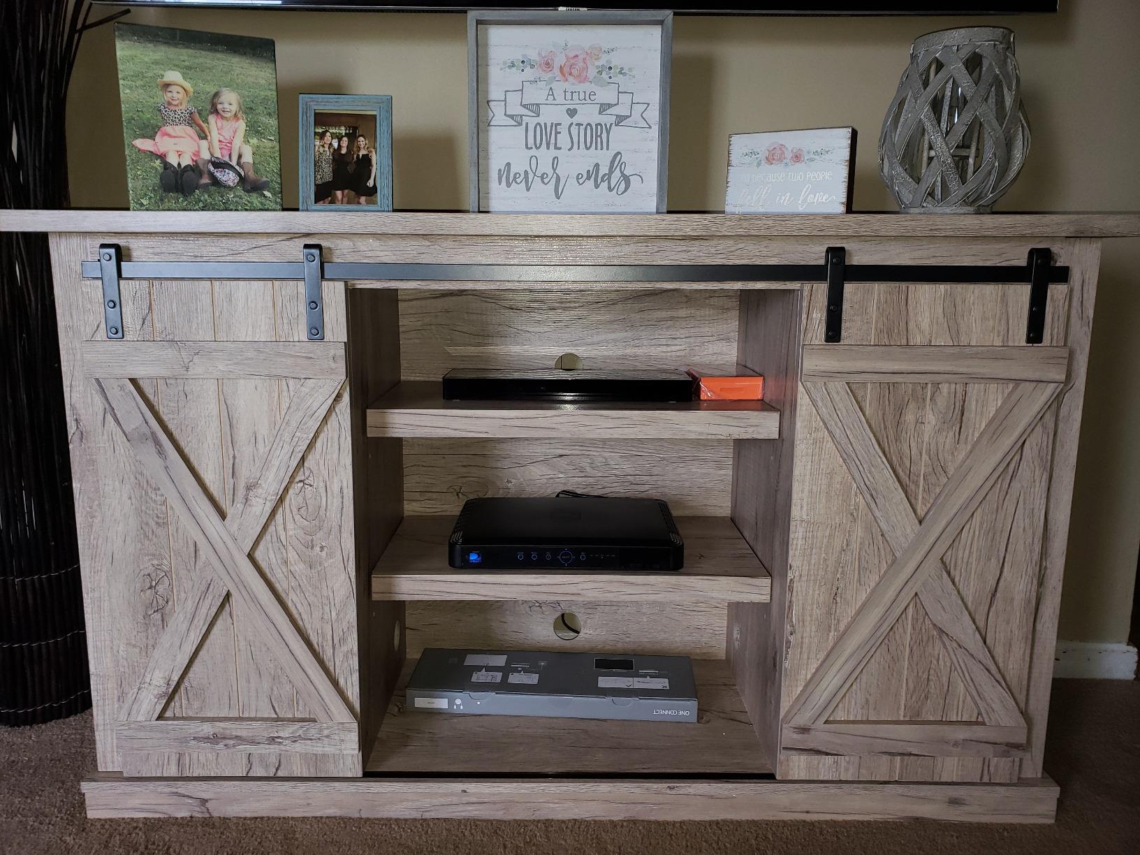 41/mo Finance Pamari Wrangler Sliding Barn Door TV Stand, OffWhite