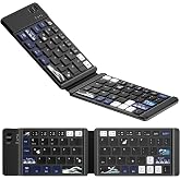 OHY XVX WK60 Foldable Bluetooth Keyboard for iPad, iPhone, MacBook, Android &amp; Windows, Japanese Kanagawa Wave Art Design,Ultra-Portable Wireless Keyboard with Bluetooth 5.0 &amp; 20H Battery - Black