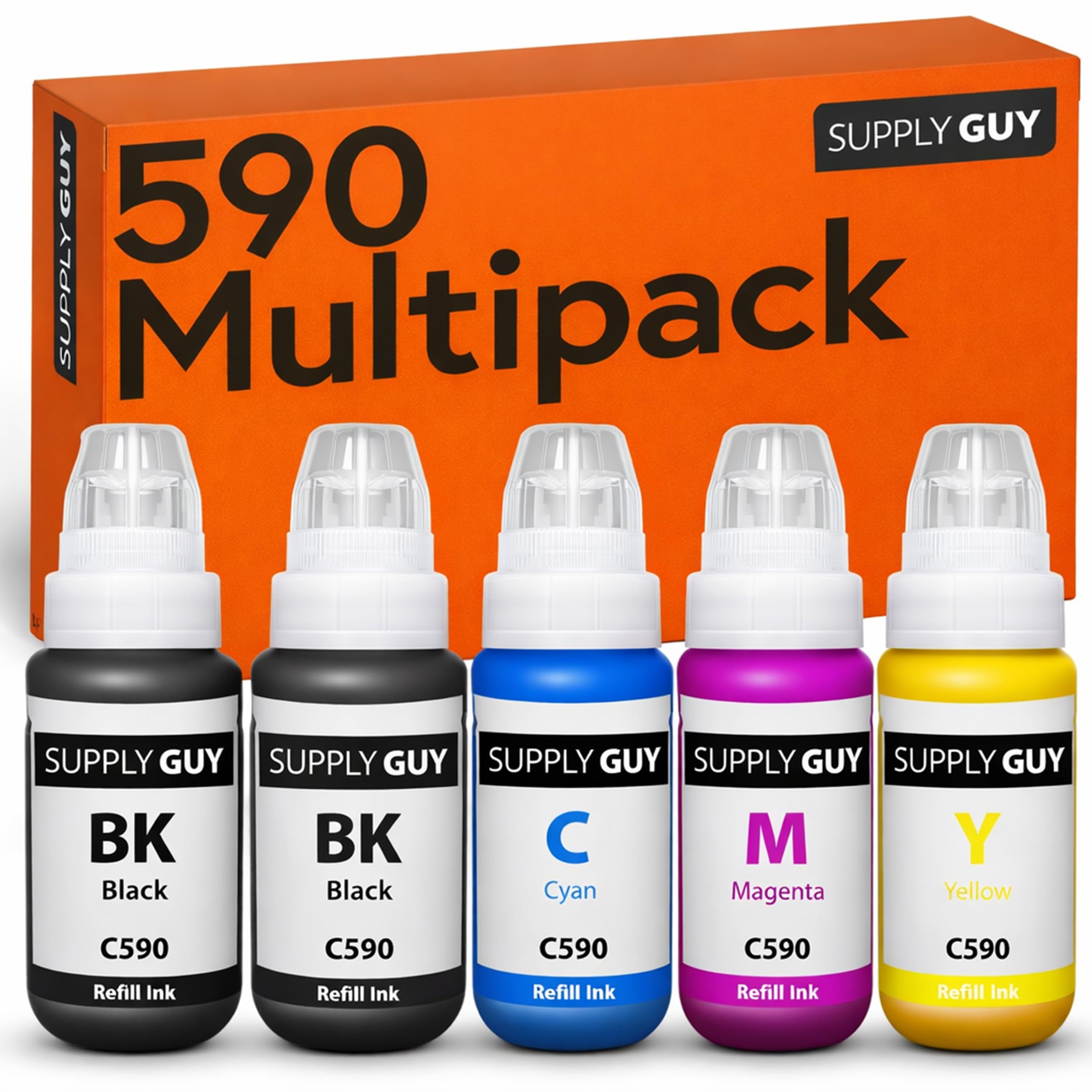 Supply Guy GI-590 GI590 ink compatible for Canon GI-590 for Canon PIXMA G1500 G1501 G1510 G2500 G2501 G2510 G3500 G3501 G3510 G4500 G4510 G4511 (5x Multipack)