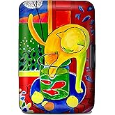 Monarque Armored Wallet Credit Card Case with RFID Data Theft Protection (Matisse Cat with Red Fish)