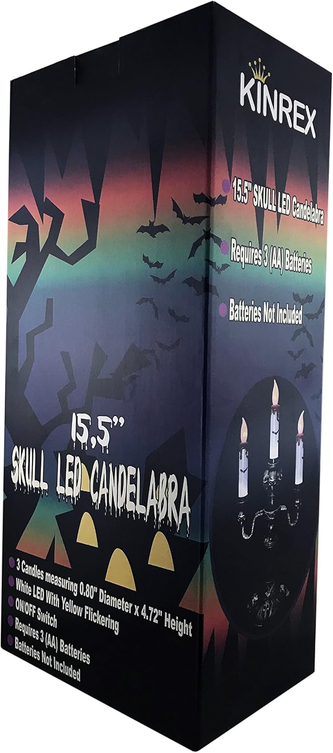 KINREX LED Candelabra Halloween Decoration - Candelabra Plastic Indoor Party Decor - Measures 15.5 inches: Home & Kitchen