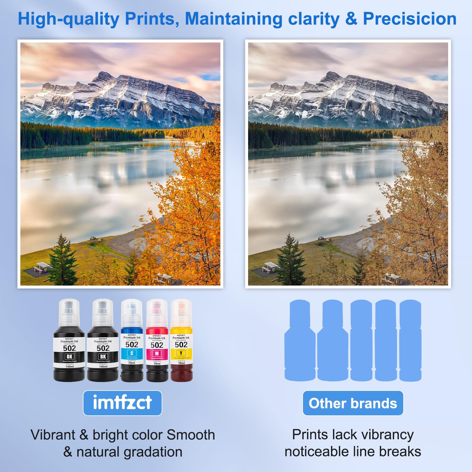 Compatible Epson 502 Ink Refill Bottles for ET-3760 ET2760 ET2750 ET-4760 ET-2850 ET-15000 ST-4000 ST-2000 ET-3710 ET-3850 ET-3750 ET-4850 ET4750 ET2700 ST3000 ET3700 Printer(2BK C M Y)
