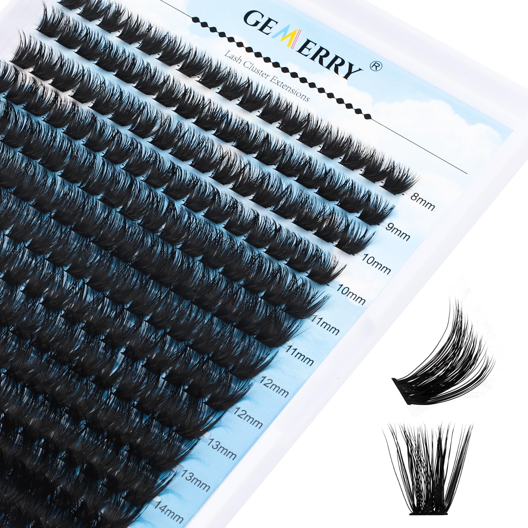 GEMERRY 280pcs Cluster Lashes 8-16 MIX Individual Lashes Large Tray 80D 0.07mm C Curl Lash Clusters Soft &Natural Individual Lashes Cluster Reusable DIY Eyelash Extensions(80D-0.07C-8-16mm) — image 1