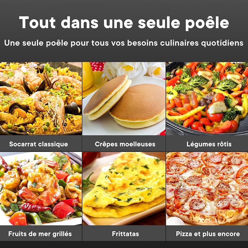 Poêle à Paella four 6 à 8 portions, Granit Non Toxique Antiadhésive