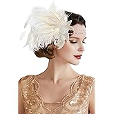 BABEYOND Art Deco 1920s Flapper Headpiece Roaring 20s Great Gatsby Feather Headband 1920s Flapper Gatsby Accessories