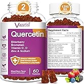 Quercetin Gummies, Quercetin with Vitamin C Zinc, Bromelain, Elderberry and Vitamin D, Immune Support Adults Kids, Women Men 120 Gummies Chewable