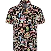Funny World Men's 3D Pattern Printed Polo Shirts Short Sleeve Golf Shirt for Men