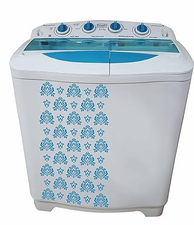 Mitashi MiSAWM80v10 Semi-automatic Top-loading Washing Machine (8 Kg, White and Blue) with 2 + 3 years extended warranty