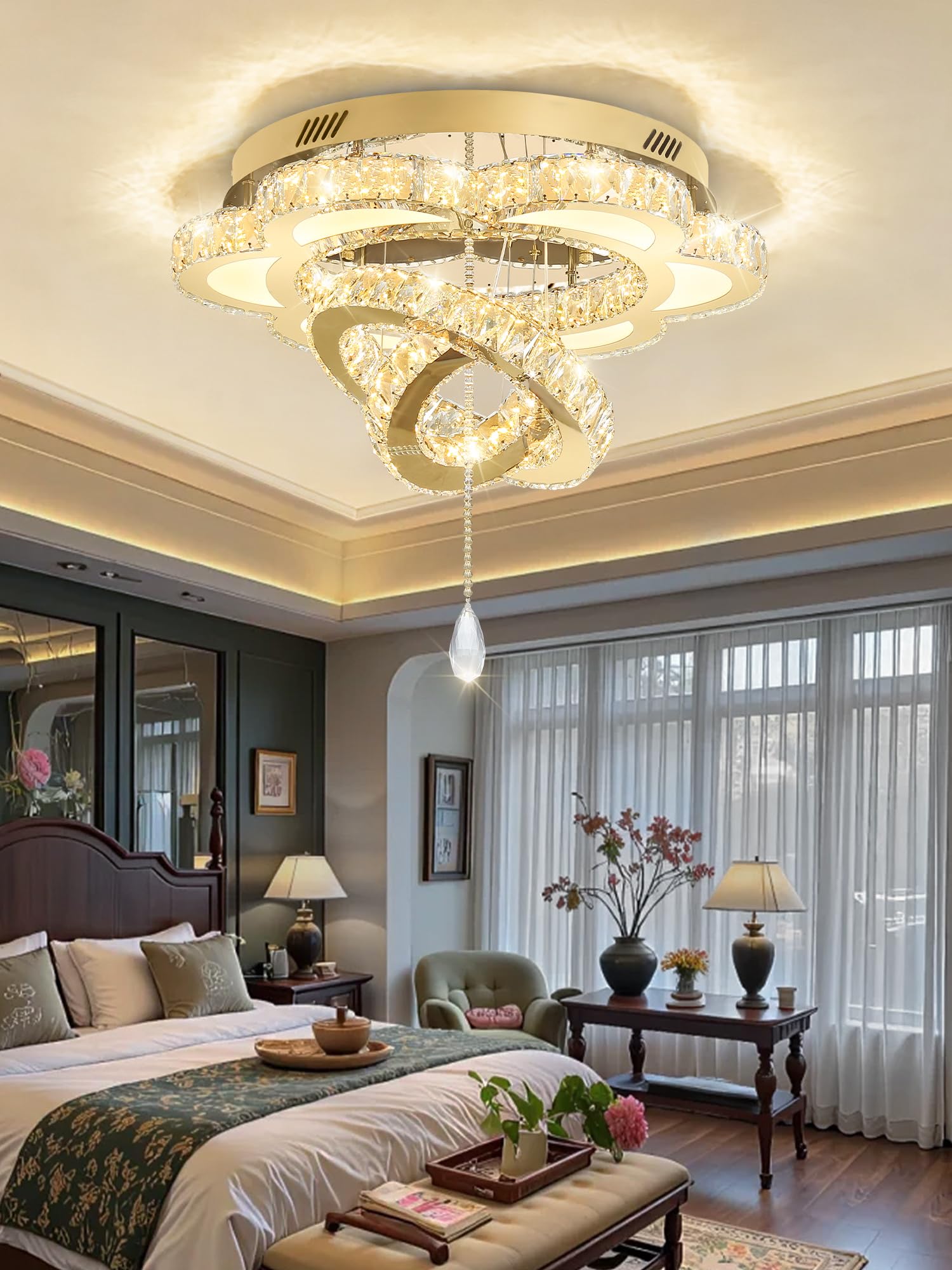 ykolupty W24 Modern Crystal Gold Chandelier for Living Room Dining Room ...