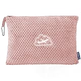 BEDELITE Travel Blanket with Bag, Ultra-Soft Jacquard Fleece Blanket with Luggage Sleeve & Backpack Clip, Airplane Blanket Travel Essentials, Pink
