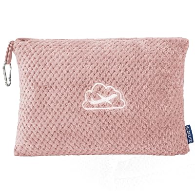 BEDELITE Travel Blanket with Bag, Ultra-Soft Jacquard Fleece Blanket with Luggage Sleeve & Backpack Clip, Airplane Blanket Travel Essentials, Pink